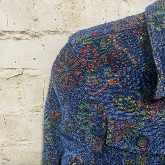 Vtg Coldwater Creek Jacket Floral Tapestry Coat Button Rayon Blend - Picture 2 of 4